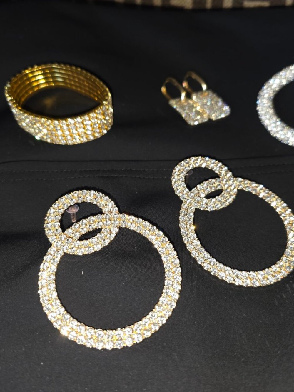 Fashion Jewelry Lot 5 Pc Rhinestone Earrings and Bracelets